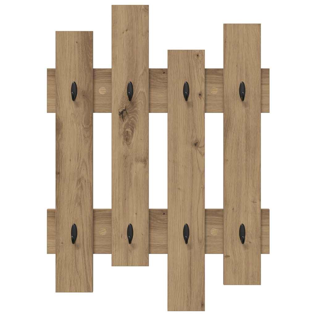 vidaXL Wall-Mounted Coat Rack Wall-Mounted Artisan Oak 60 x 3 x 82 cm 5