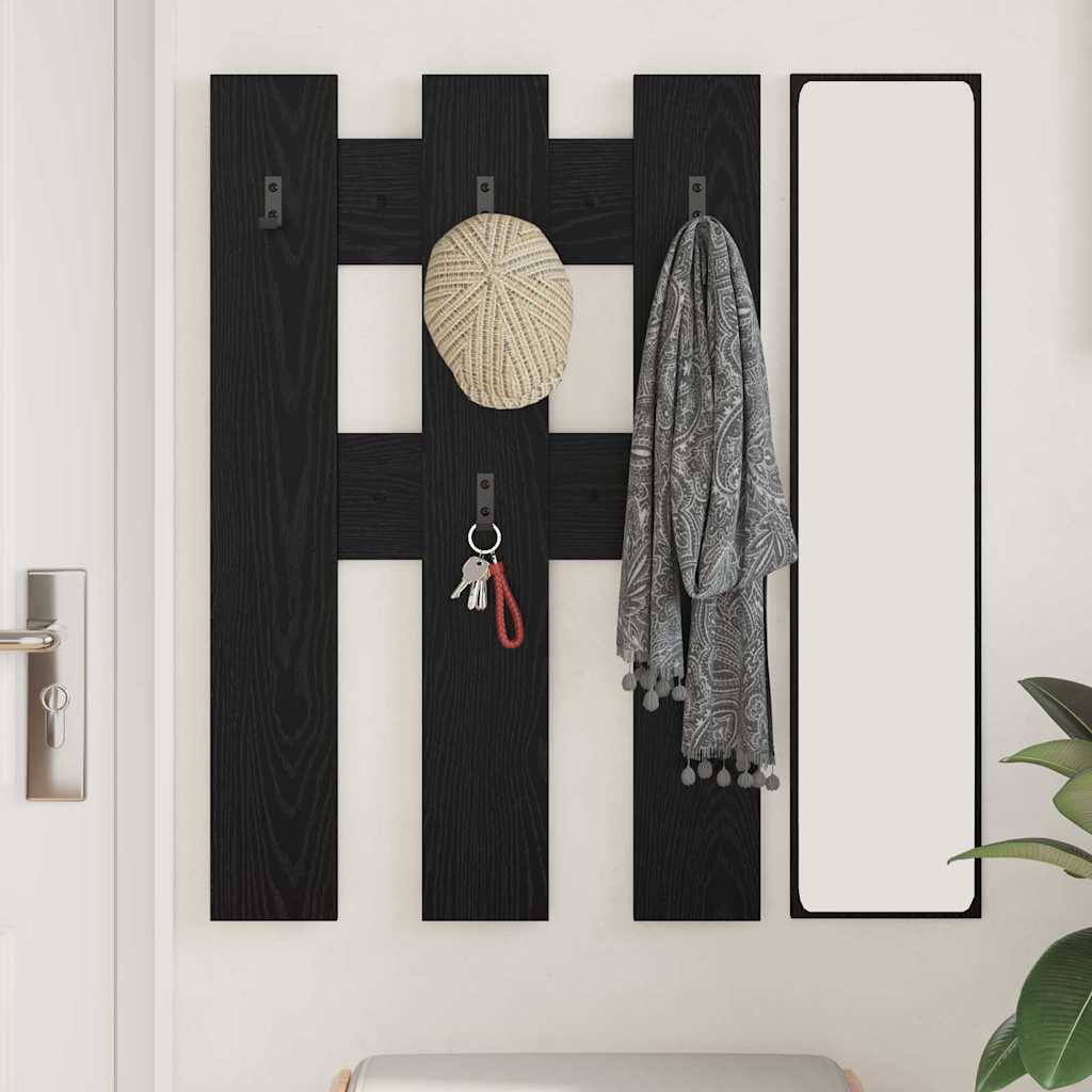vidaXL Wall-Mounted Coat Rack Wall-Mounted Black Oak 65 x 3 x 100 cm 4