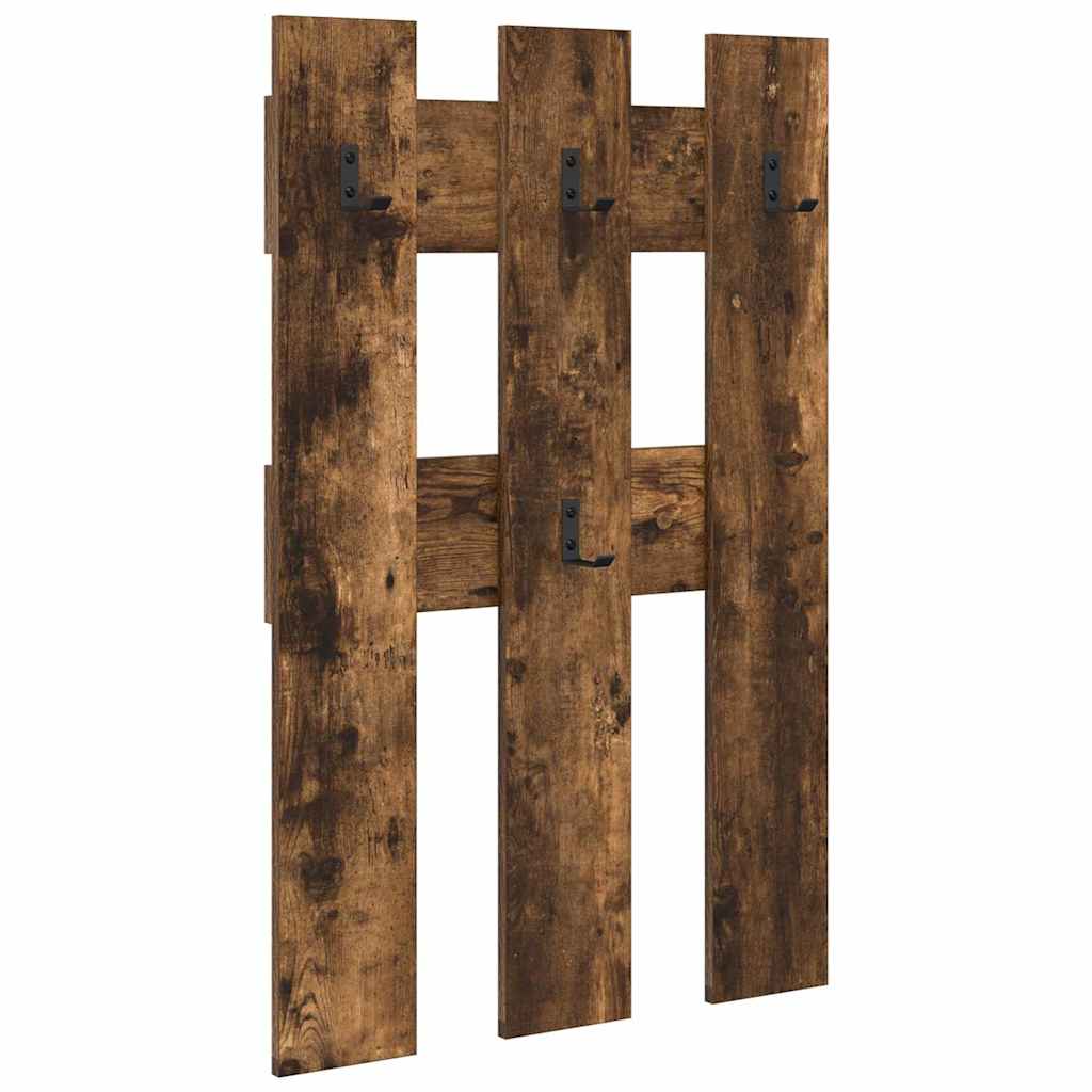 vidaXL Wall-Mounted Coat Rack Wall-Mounted Smoked Oak 65 x 3 x 100 cm 2