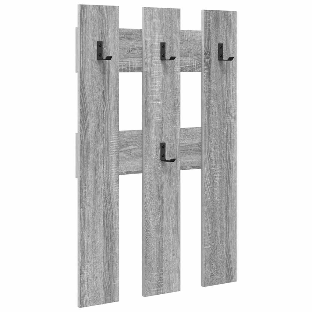 vidaXL Wall-Mounted Coat Rack Wall-Mounted Grey Sonoma 65 x 3 x 100 cm 2
