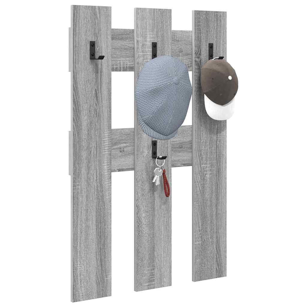 vidaXL Wall-Mounted Coat Rack Wall-Mounted Grey Sonoma 65 x 3 x 100 cm 3