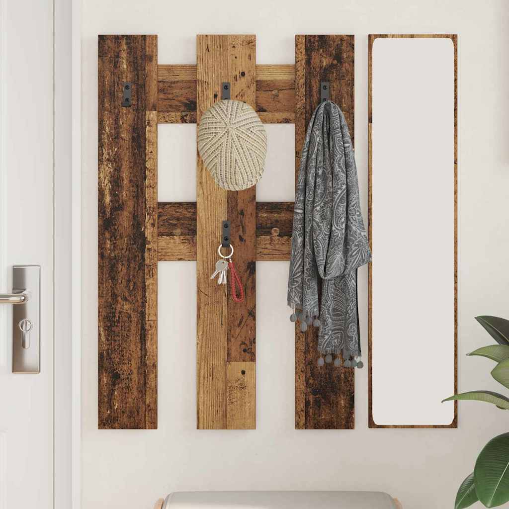 vidaXL Wall-Mounted Coat Rack Wall-Mounted Old Wood 65 x 3 x 100 cm 4