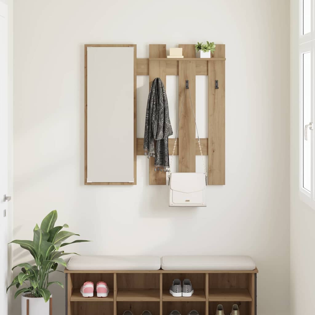 vidaXL Wall-Mounted Coat Rack Wall-Mounted Artisan Oak Engineered wood 4