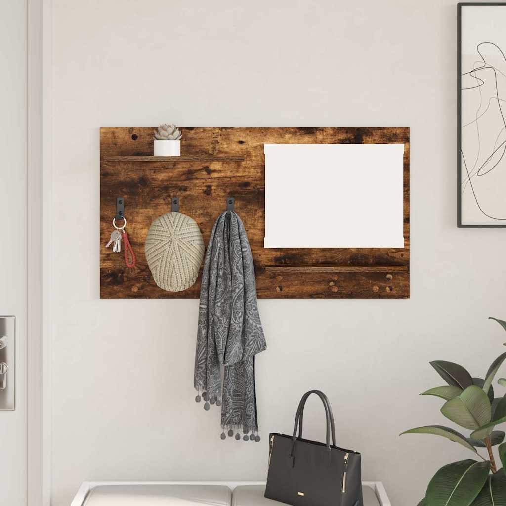 vidaXL Wall-Mounted Coat Rack Wall-Mounted Smoked Oak 90 x 10 x 50 cm 1