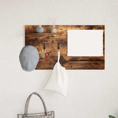 vidaXL Wall-Mounted Coat Rack Wall-Mounted Smoked Oak 90 x 10 x 50 cm 4