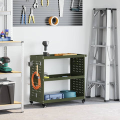 vidaXL Tool Trolley Olive Green 75 x 35 x 73 cm Cold-rolled Steel 1