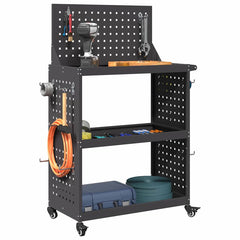 vidaXL Tool Trolley Black 65 x 35 x 111 cm Cold-rolled Steel 3