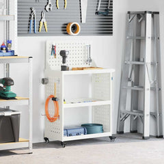 vidaXL Tool Trolley White 65 x 35 x 111 cm Cold-rolled Steel 1