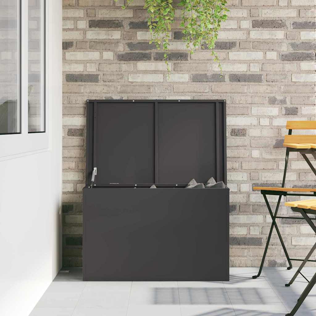 Garden Storage Cushion Box Galvanised Steel 80 x 50.5 x 50 cm Black