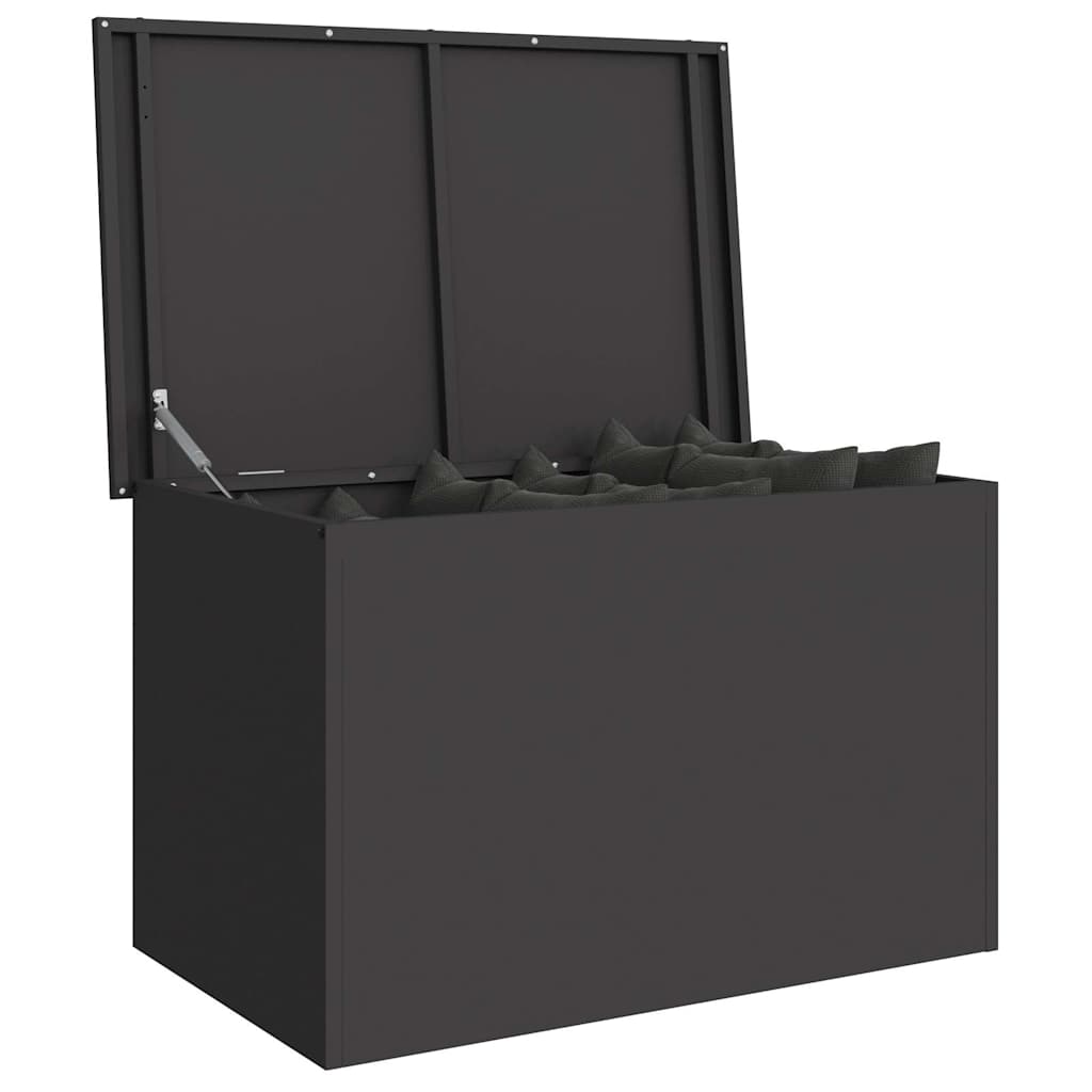 Garden Storage Cushion Box Galvanised Steel 80 x 50.5 x 50 cm Black