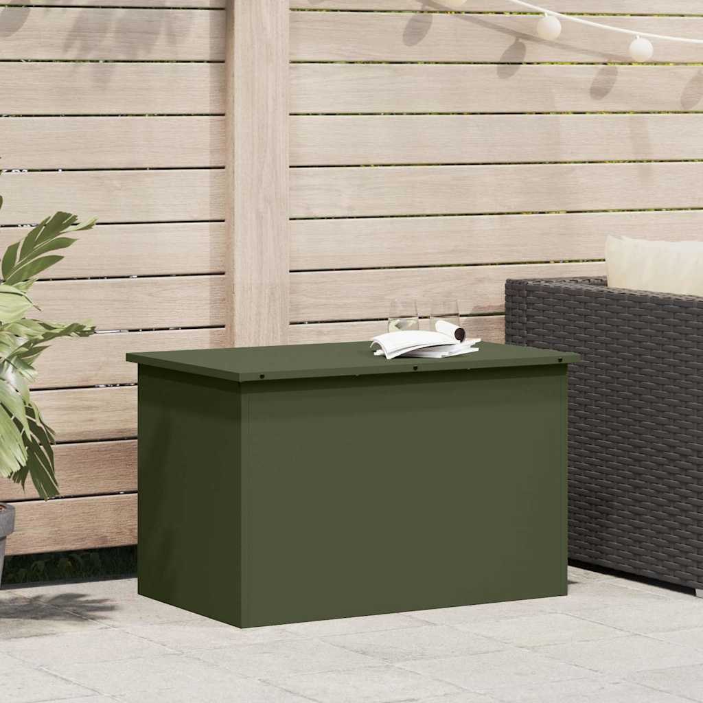Garden Storage Cushion Box Galvanised Steel 80 x 50.5 x 50 cm Olive green