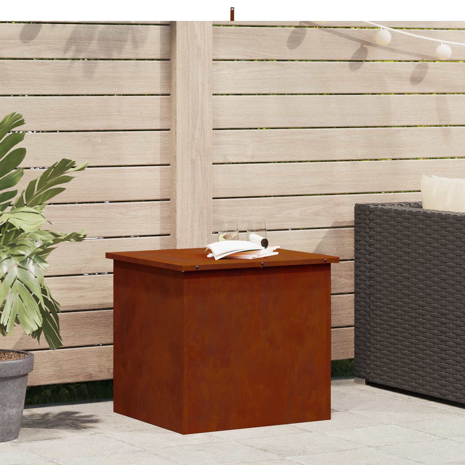 vidaXL Garden Storage Cushion Box Galvanised Steel 55 x 50.5 x 50 cm 1