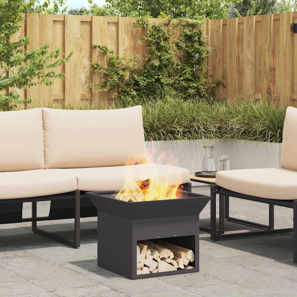 Fire Pit 50 x 50 x 40 cm Steel Black Wide top