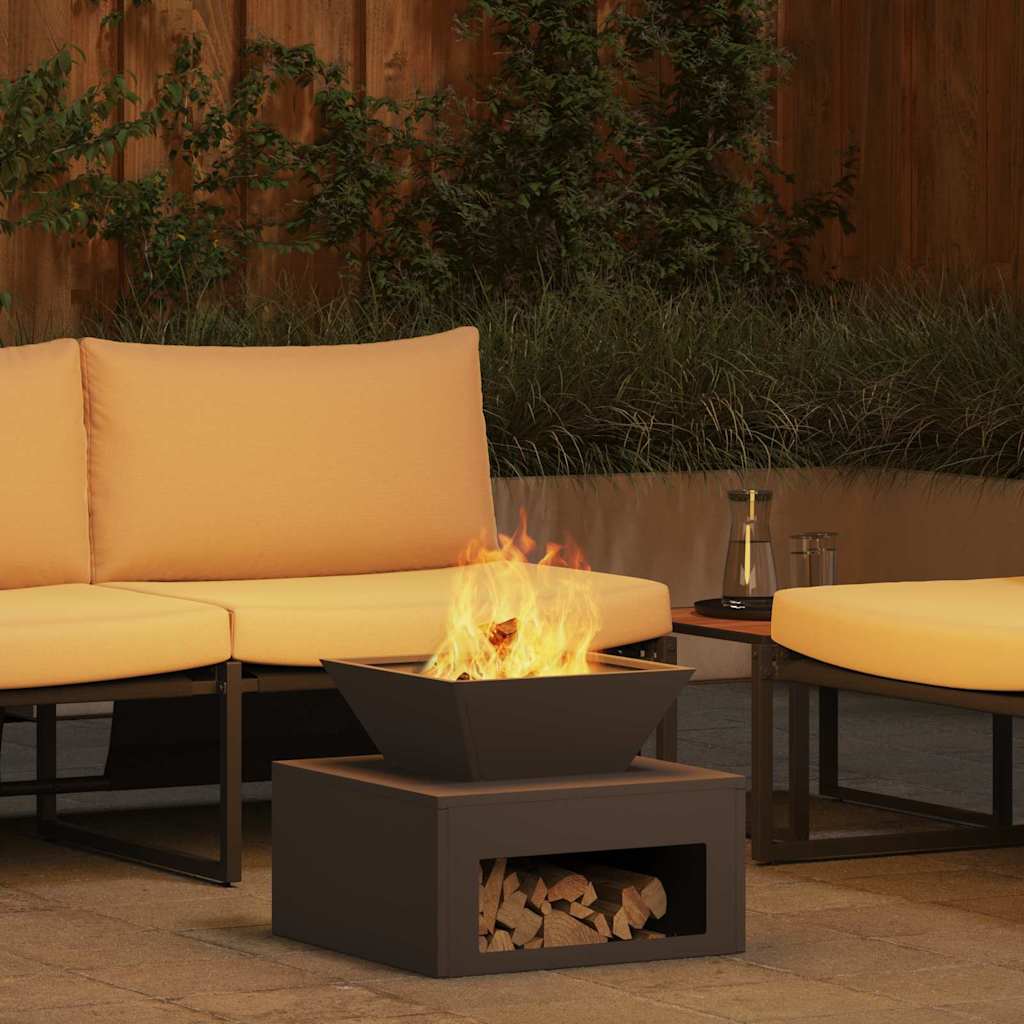 Fire Pit 50 x 50 x 40 cm Steel Black Compact top