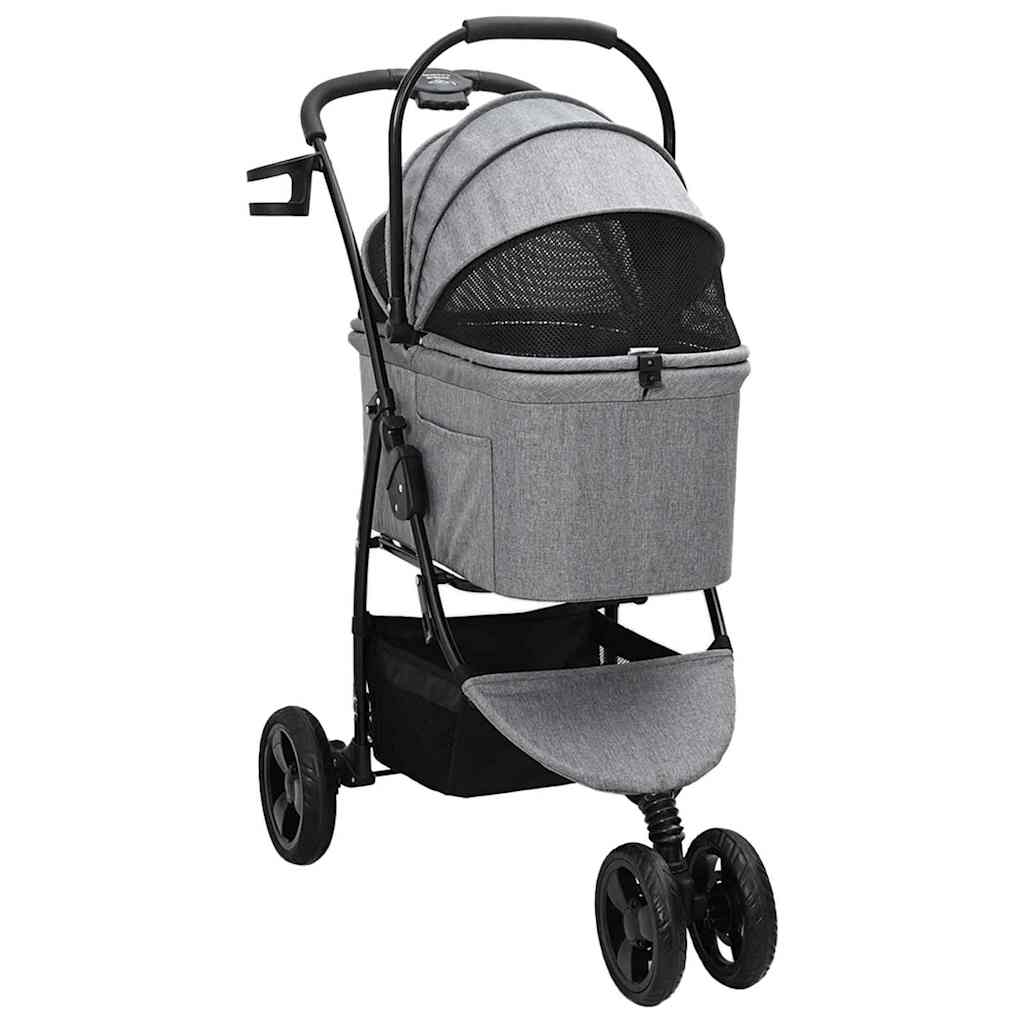 Folding Pet Stroller Adjustable 81 x 47 x 99 cm Polyester Grey 3 wheels