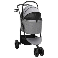 Folding Pet Stroller Adjustable 81 x 47 x 99 cm Polyester Grey 3 wheels