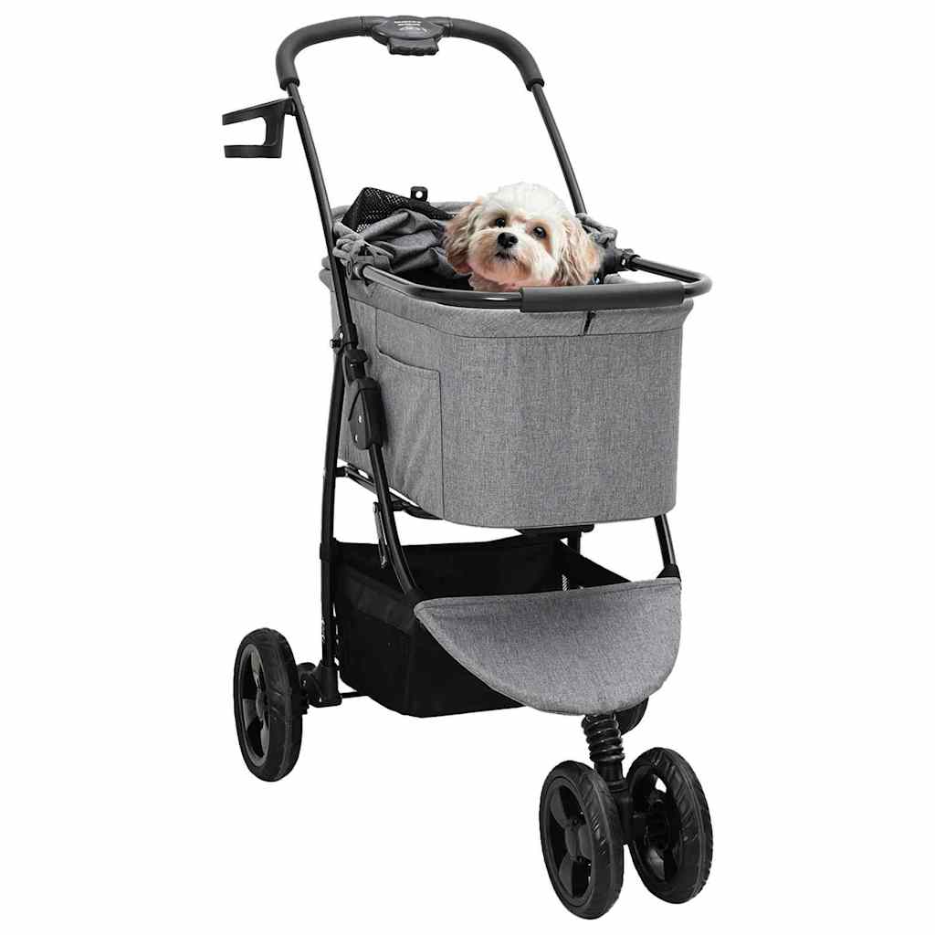 Folding Pet Stroller Adjustable 81 x 47 x 99 cm Polyester Grey 3 wheels