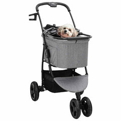 Folding Pet Stroller Adjustable 81 x 47 x 99 cm Polyester Grey 3 wheels
