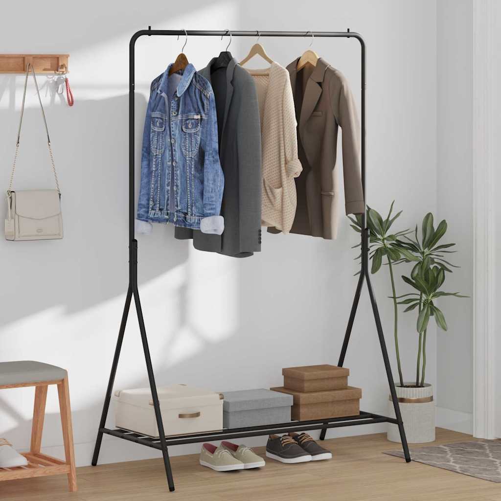 vidaXL Clothes Rack with Storage Black 100 x 56 x 154 cm Steel 4