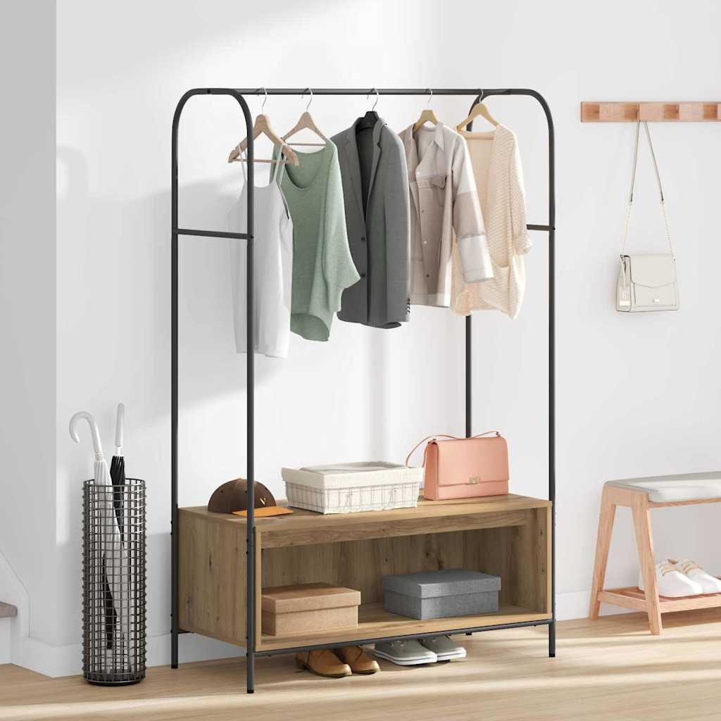 Clothes Rack Brown Oak 100 x 44 x 160 cm Engineered Wood Artisan oak