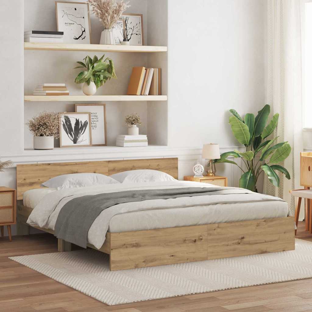 Bed Frame with Headboard Artisan Oak 180 x 200 cm
