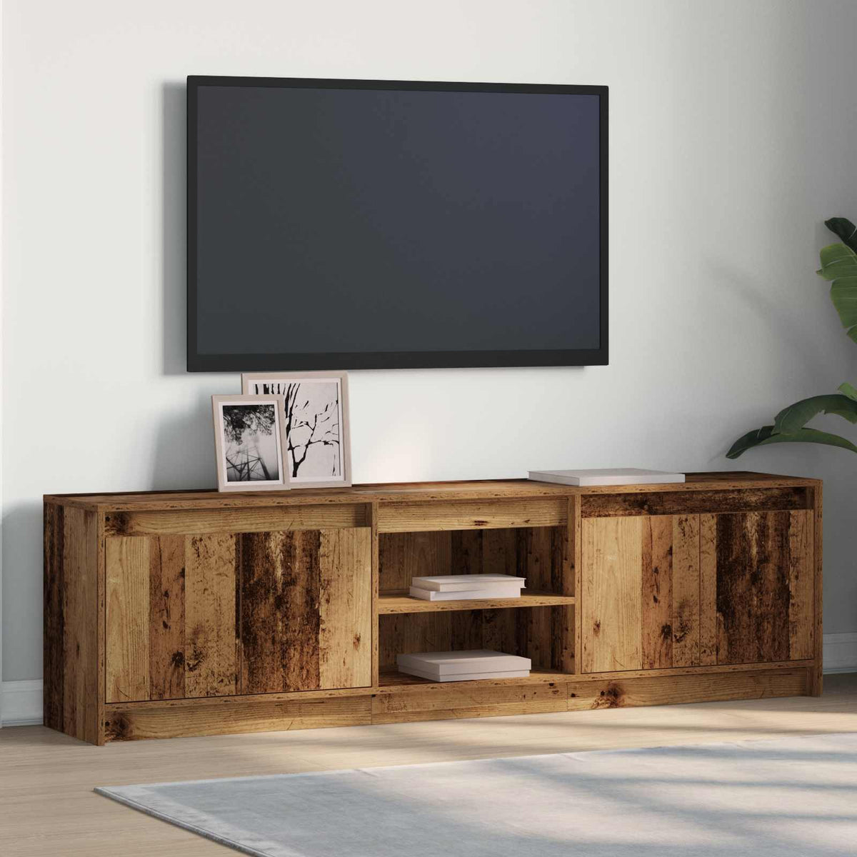 TV Cabinet with LED 180x34x50 cm Engineered Wood Old wood