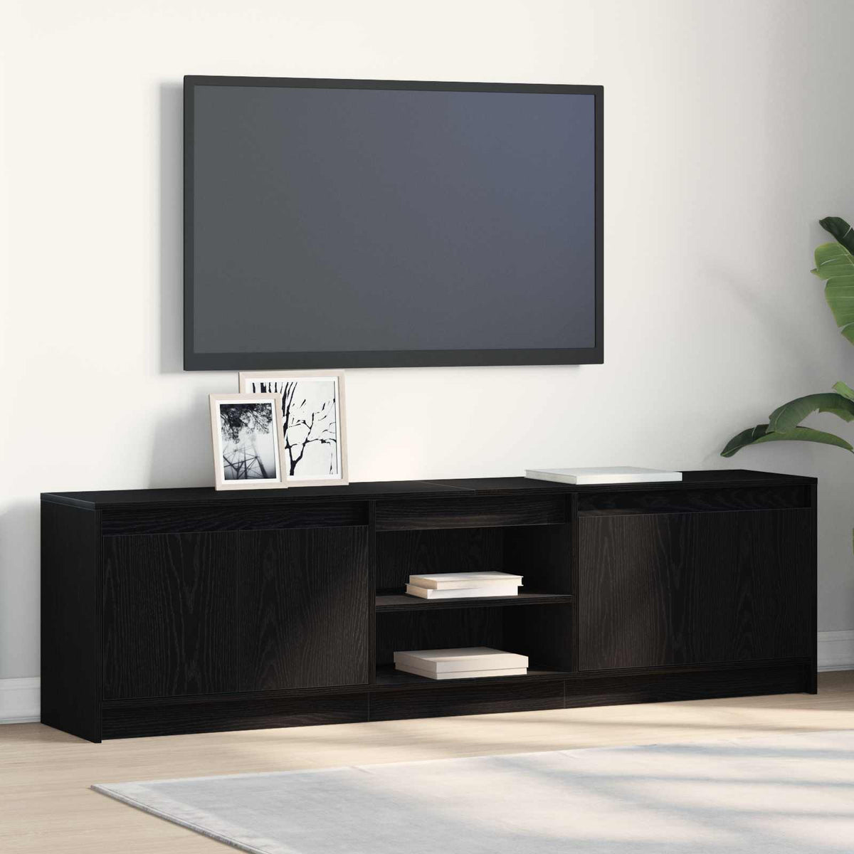 TV Cabinet with LED 180x34x50 cm Engineered Wood Black oak