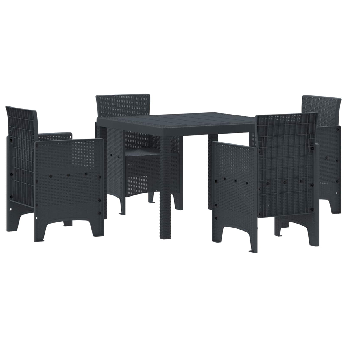 Garden Dining Set 5 pcs Polypropylene 4-Seater Anthracite without cushion