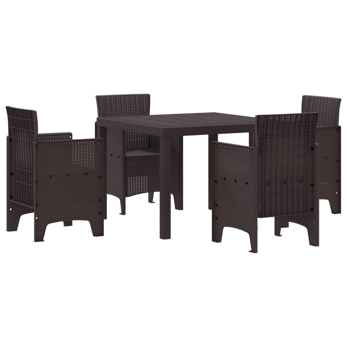 Garden Dining Set 5 pcs Polypropylene 4-Seater Brown without cushion