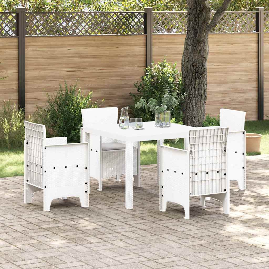 Garden Dining Set 5 pcs Polypropylene 4-Seater White Light grey