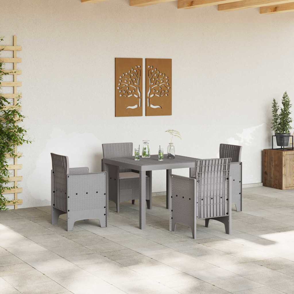 Garden Dining Set 5 pcs Polypropylene 4-Seater Light grey Taupe