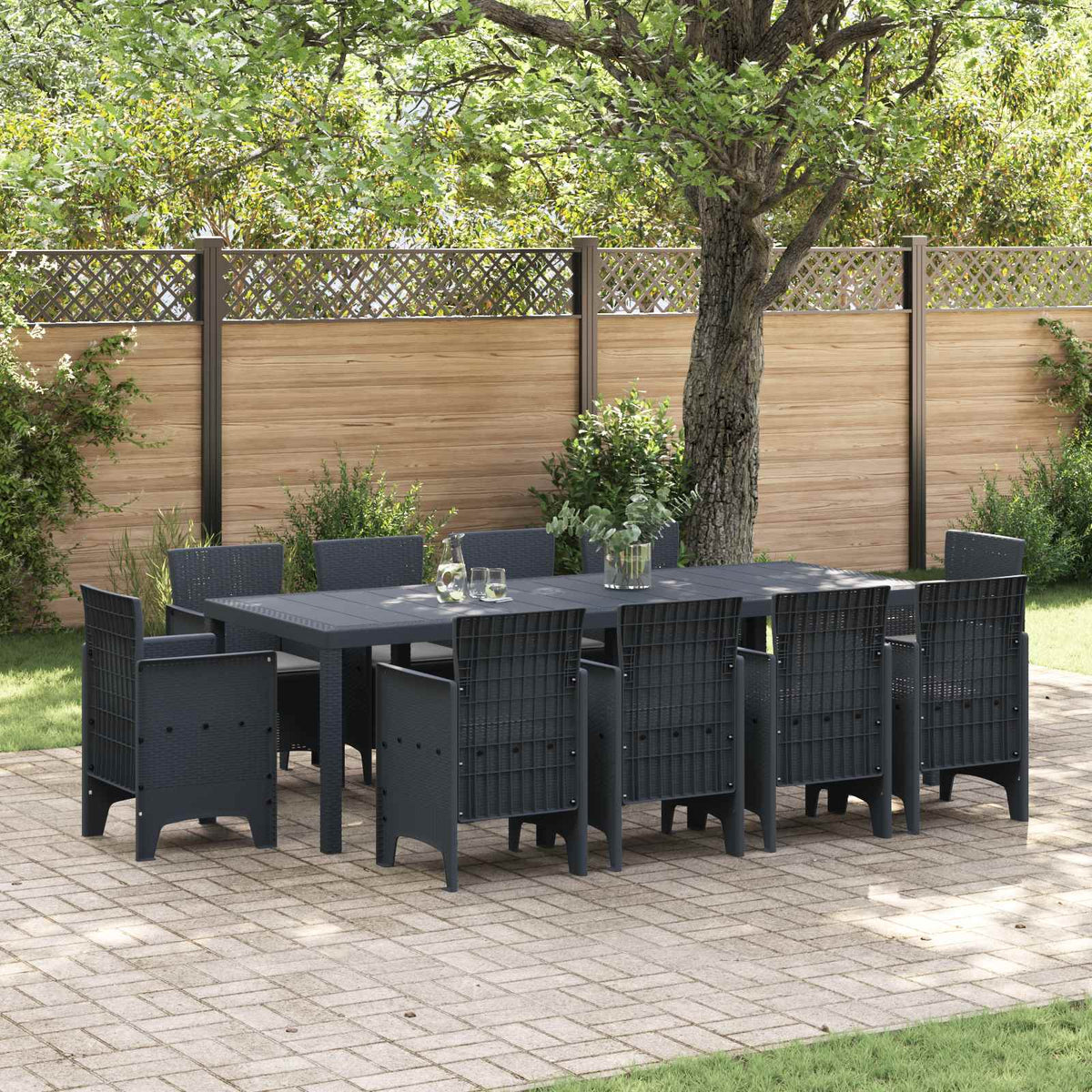 Garden Dining Set 9 pcs Polypropylene Anthracite Light grey 10-Seater