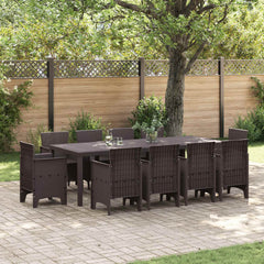 Garden Dining Set 9 pcs Polypropylene Brown without cushion 10-Seater