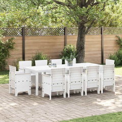 Garden Dining Set 9 pcs Polypropylene White without cushion 10-Seater