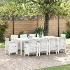 Garden Dining Set 9 pcs Polypropylene White Taupe 10-Seater