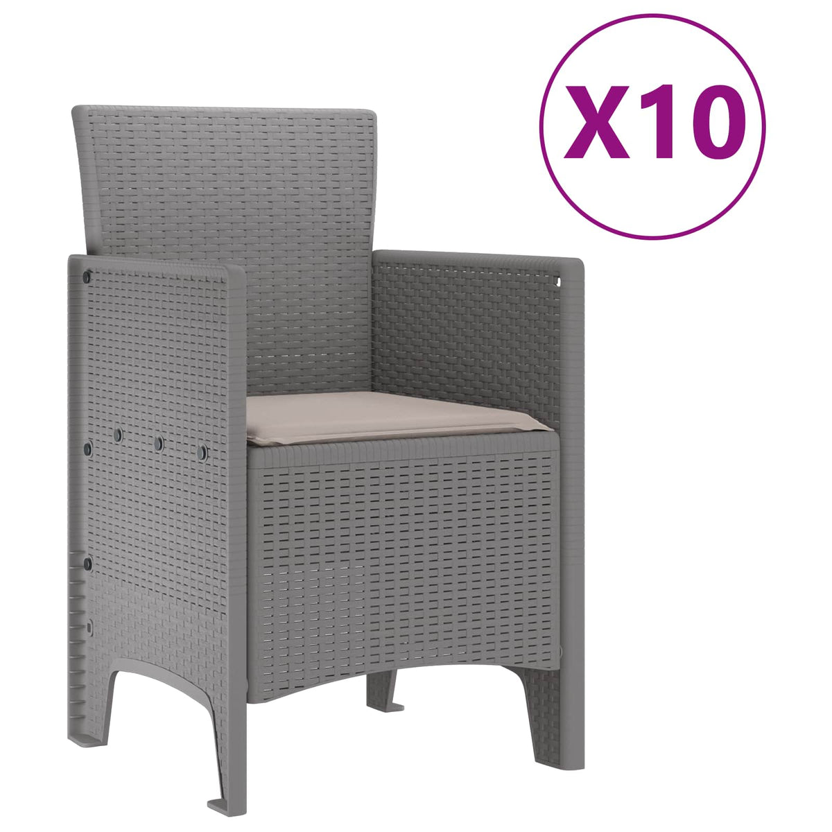 Garden Dining Set 9 pcs Polypropylene Light grey Taupe 10-Seater