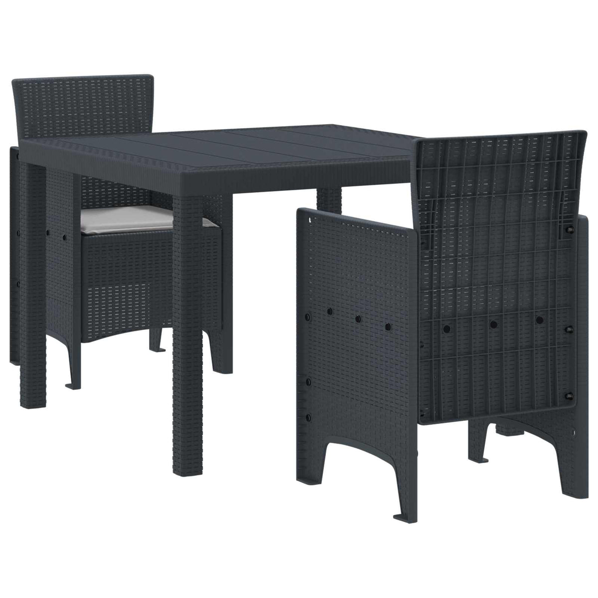 Garden Dining Set 3 pcs Polypropylene 2-Seater Anthracite Light grey