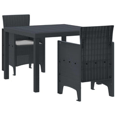 Garden Dining Set 3 pcs Polypropylene 2-Seater Anthracite Light grey