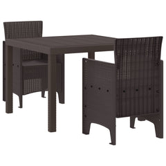 Garden Dining Set 3 pcs Polypropylene 2-Seater Brown without cushion