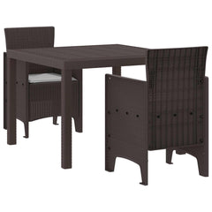 Garden Dining Set 3 pcs Polypropylene 2-Seater Brown Light grey