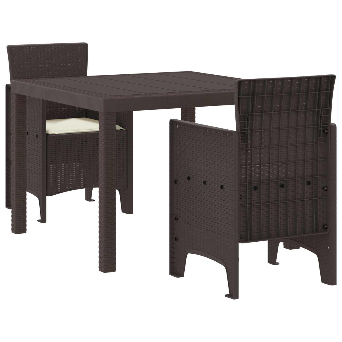 Garden Dining Set 3 pcs Polypropylene 2-Seater Brown Cream white
