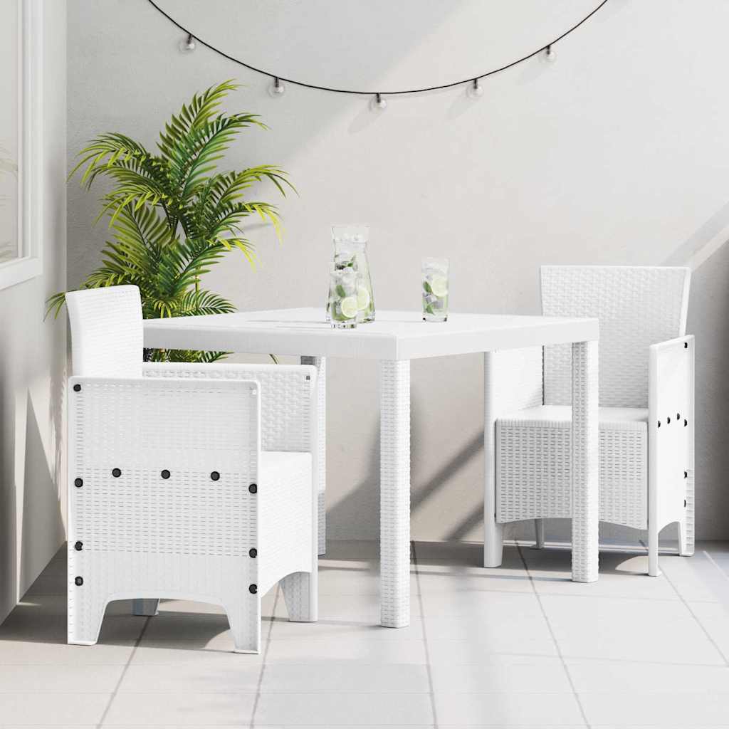 Garden Dining Set 3 pcs Polypropylene 2-Seater White without cushion