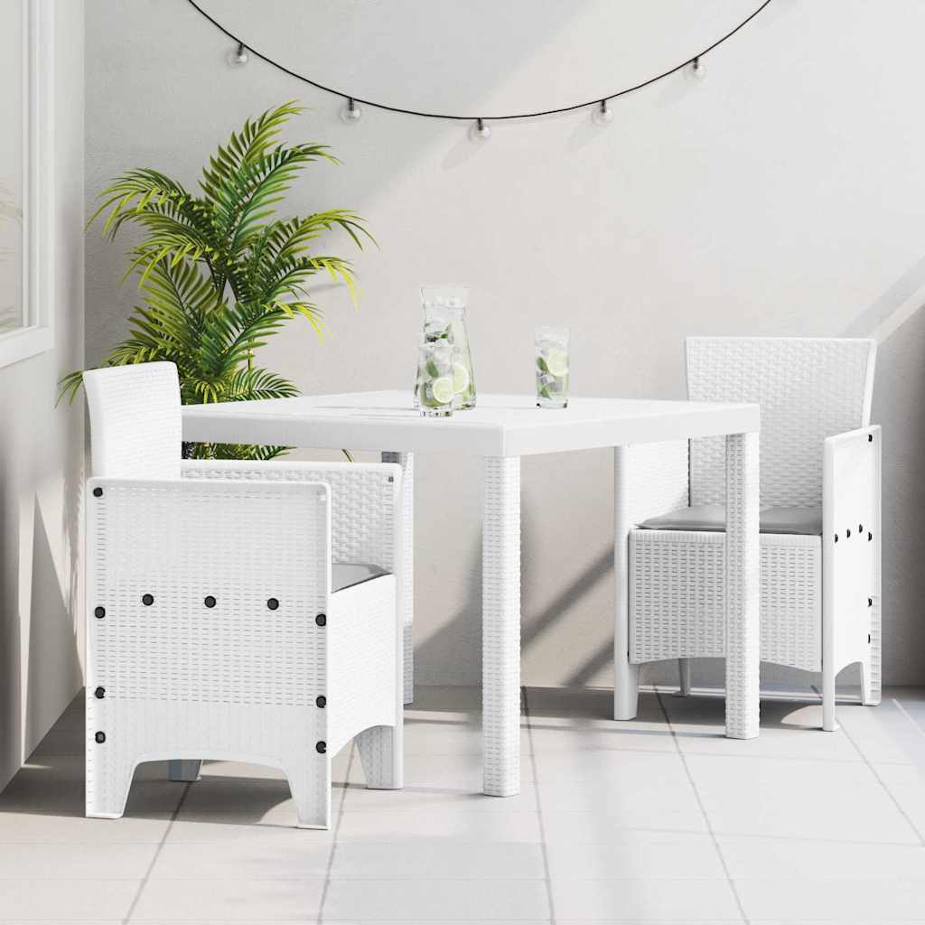 Garden Dining Set 3 pcs Polypropylene 2-Seater White Light grey