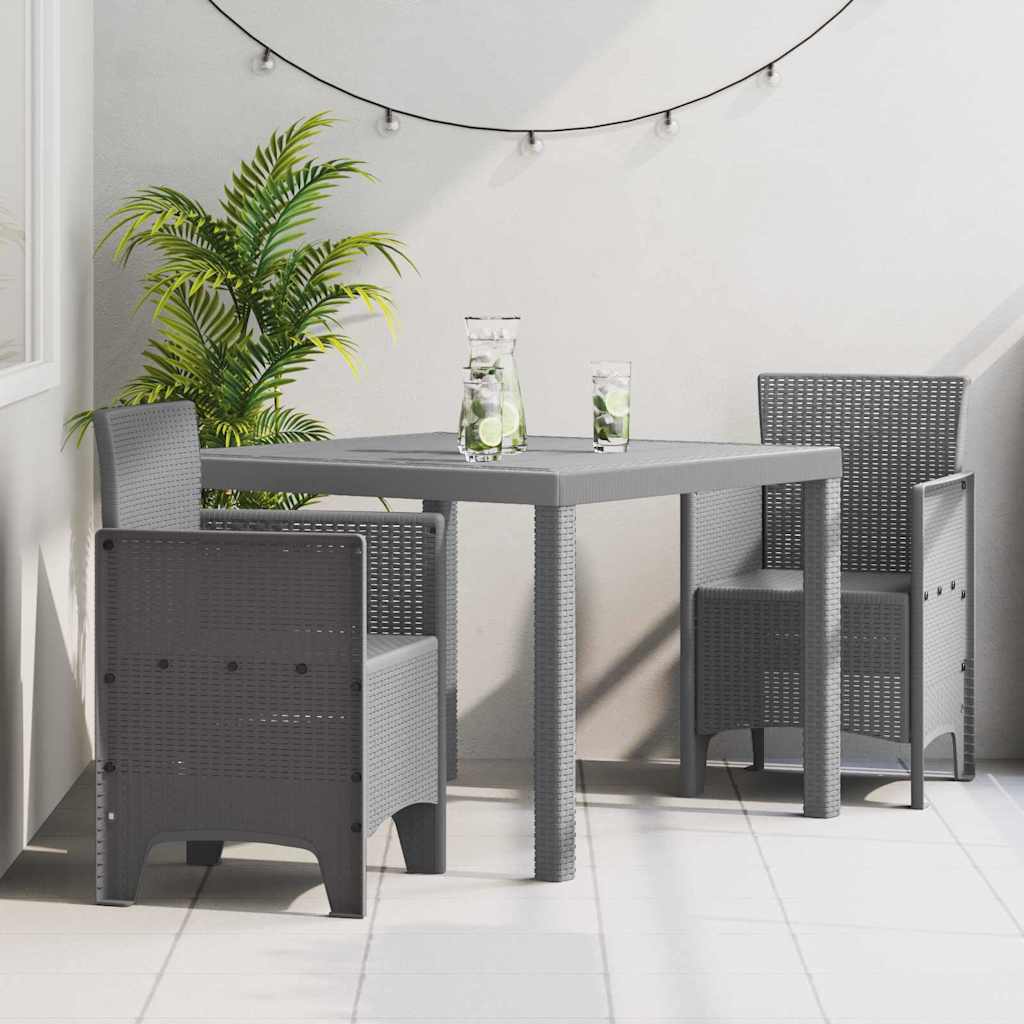 Garden Dining Set 3 pcs Polypropylene 2-Seater Light grey without cushion