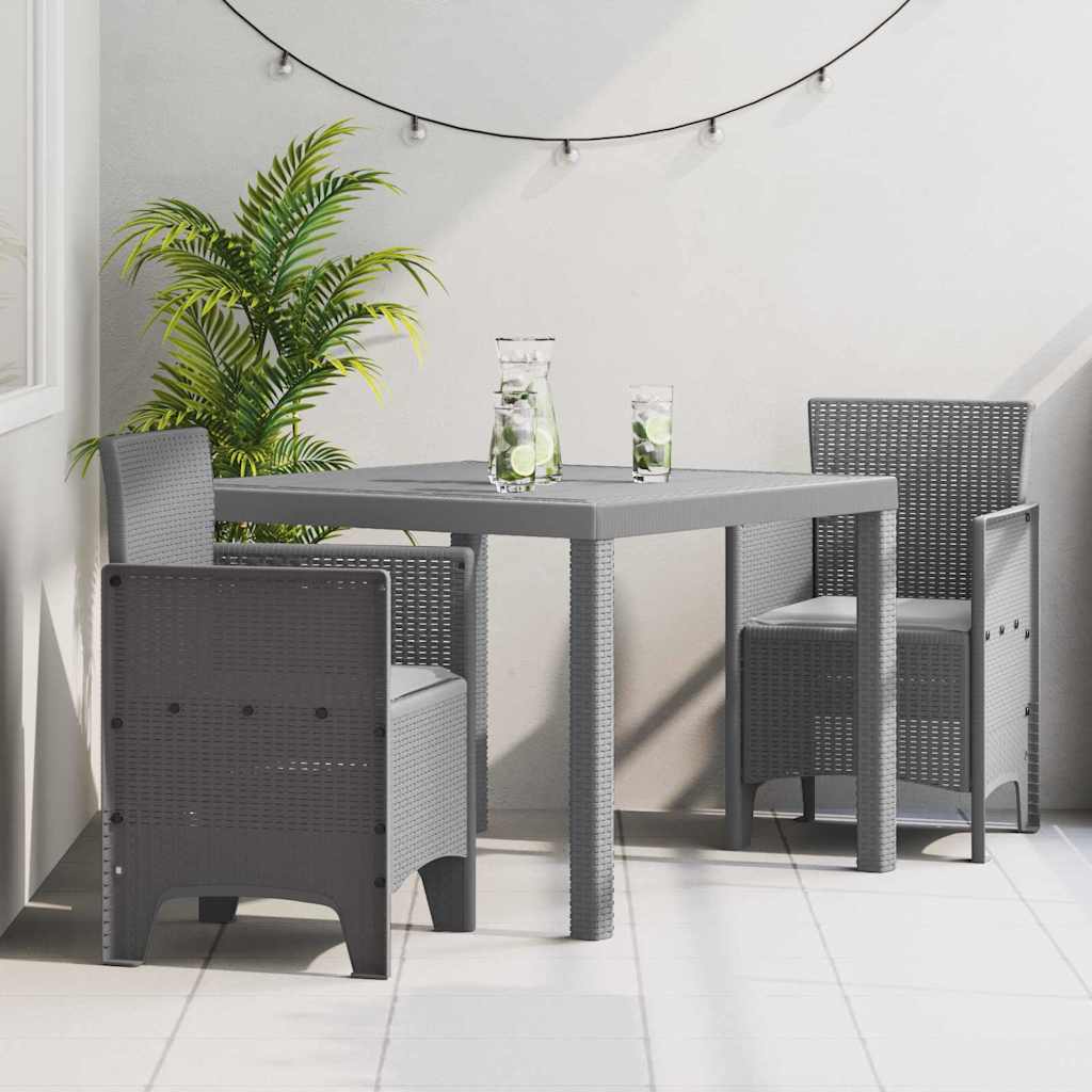 Garden Dining Set 3 pcs Polypropylene 2-Seater Light grey Light grey