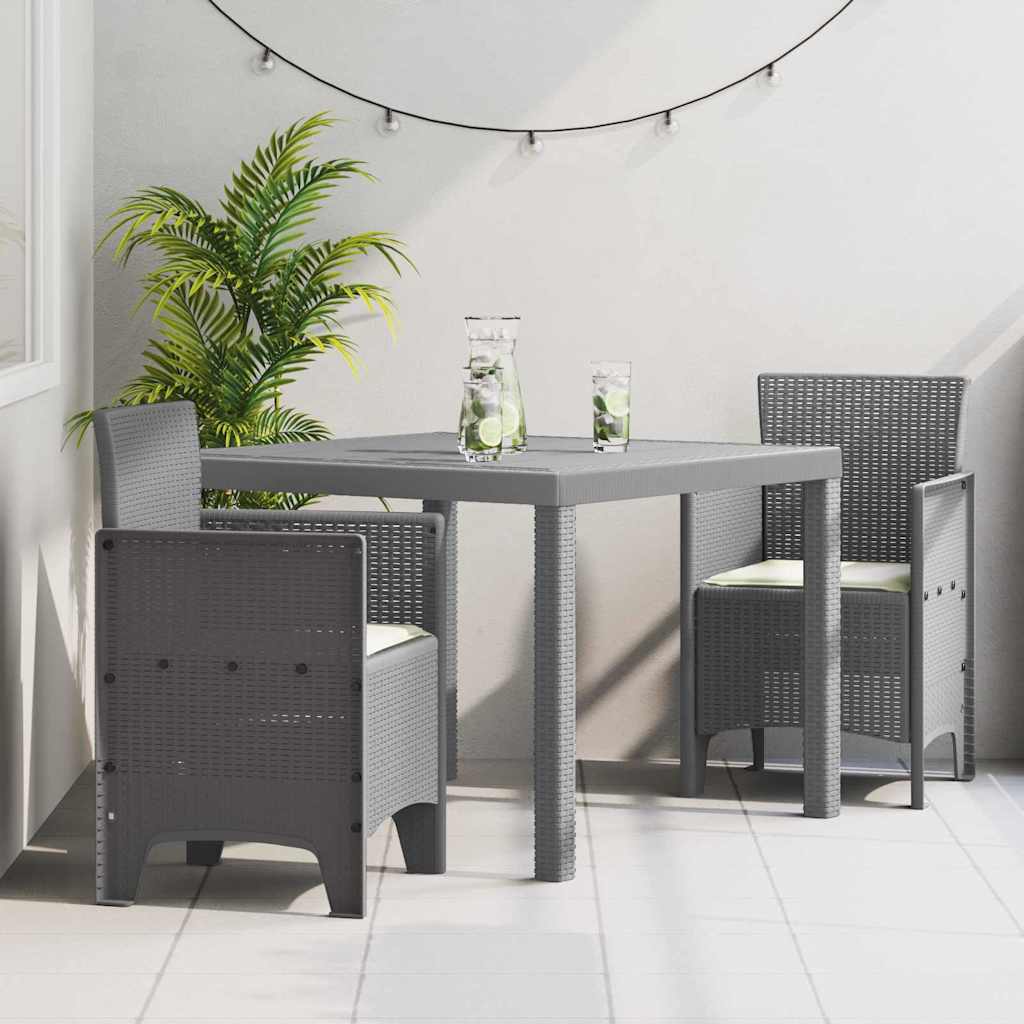 Garden Dining Set 3 pcs Polypropylene 2-Seater Light grey Cream white