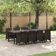 Garden Dining Set 9 pcs Polypropylene Brown without cushion 8-Seater