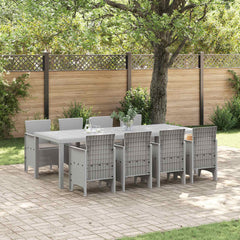 Garden Dining Set 9 pcs Polypropylene White Taupe 8-Seater