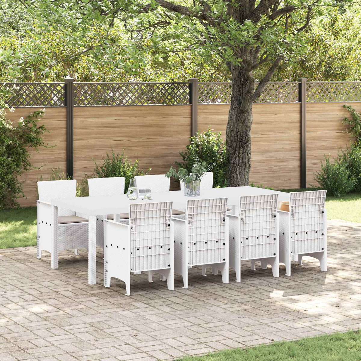 Garden Dining Set 9 pcs Polypropylene Light grey Taupe 8-Seater