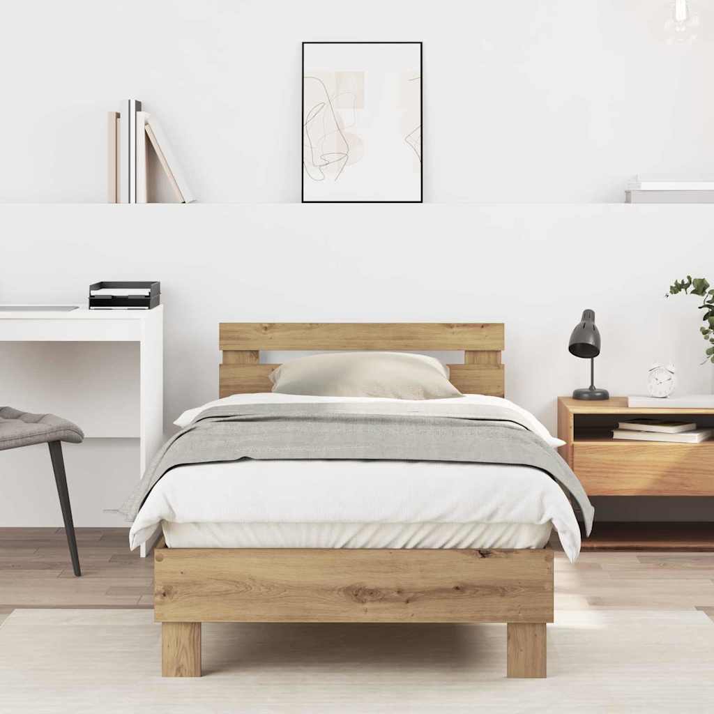 Bed Frame without Mattress with Headboard 90x200 cm Artisan oak